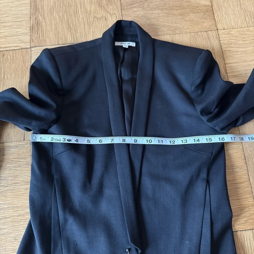 Helmut Lang Black Blazer Suit Jacket Structured Barbell Wool Silk Size 0